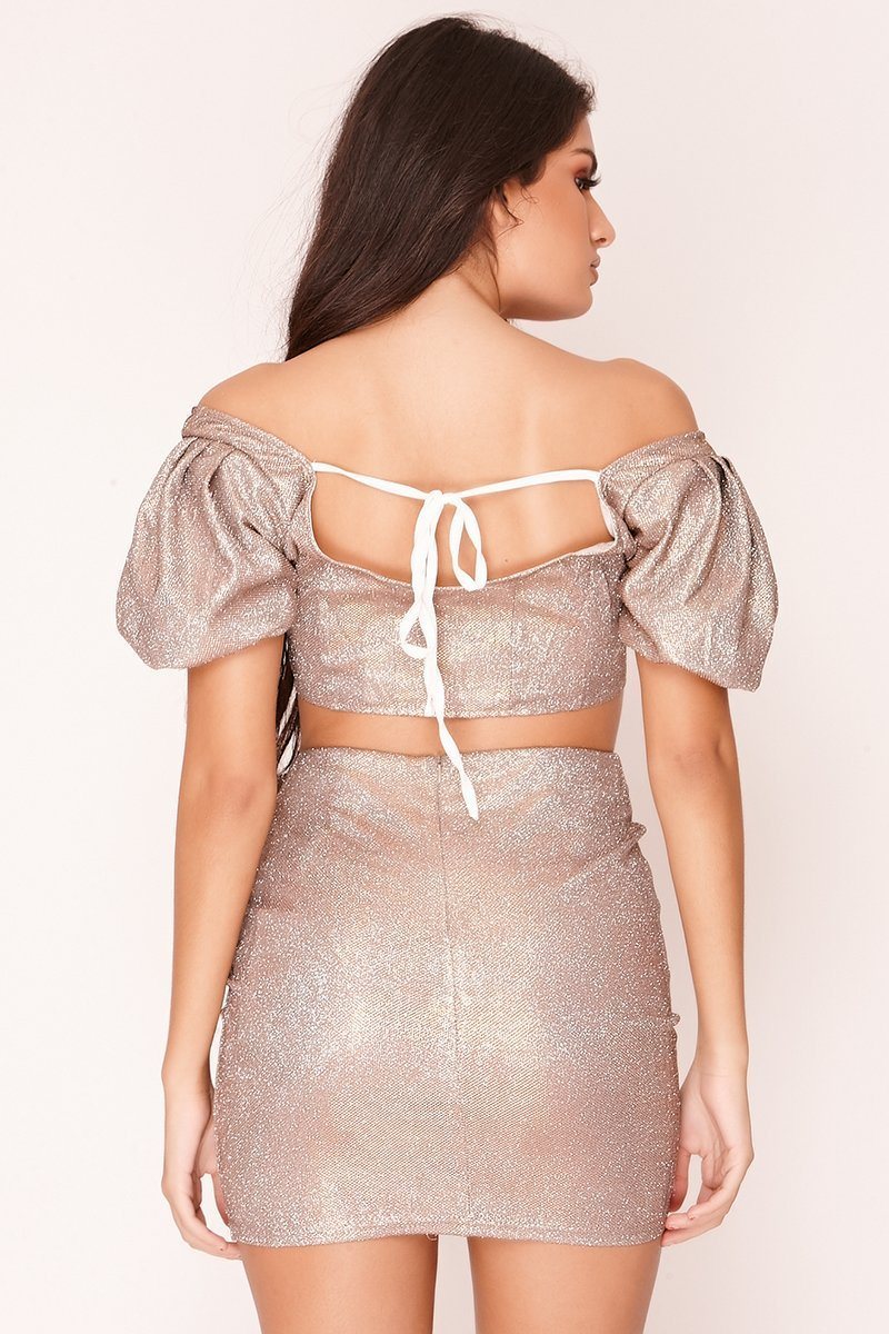 Gold Puff Sleeve Corset Top