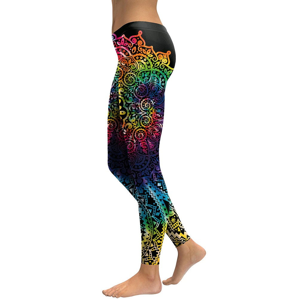 New Arrival Leggings Women Mandala Flower 3D Printing Gradient Legging Fitness Leggins High Waist Trousers Pants