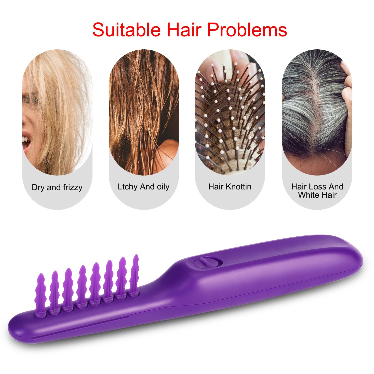 Portable Electric Detangling Wet or Dry Tame The Mane Electric Detangling Brush with Brush Cover, Adults & Kids