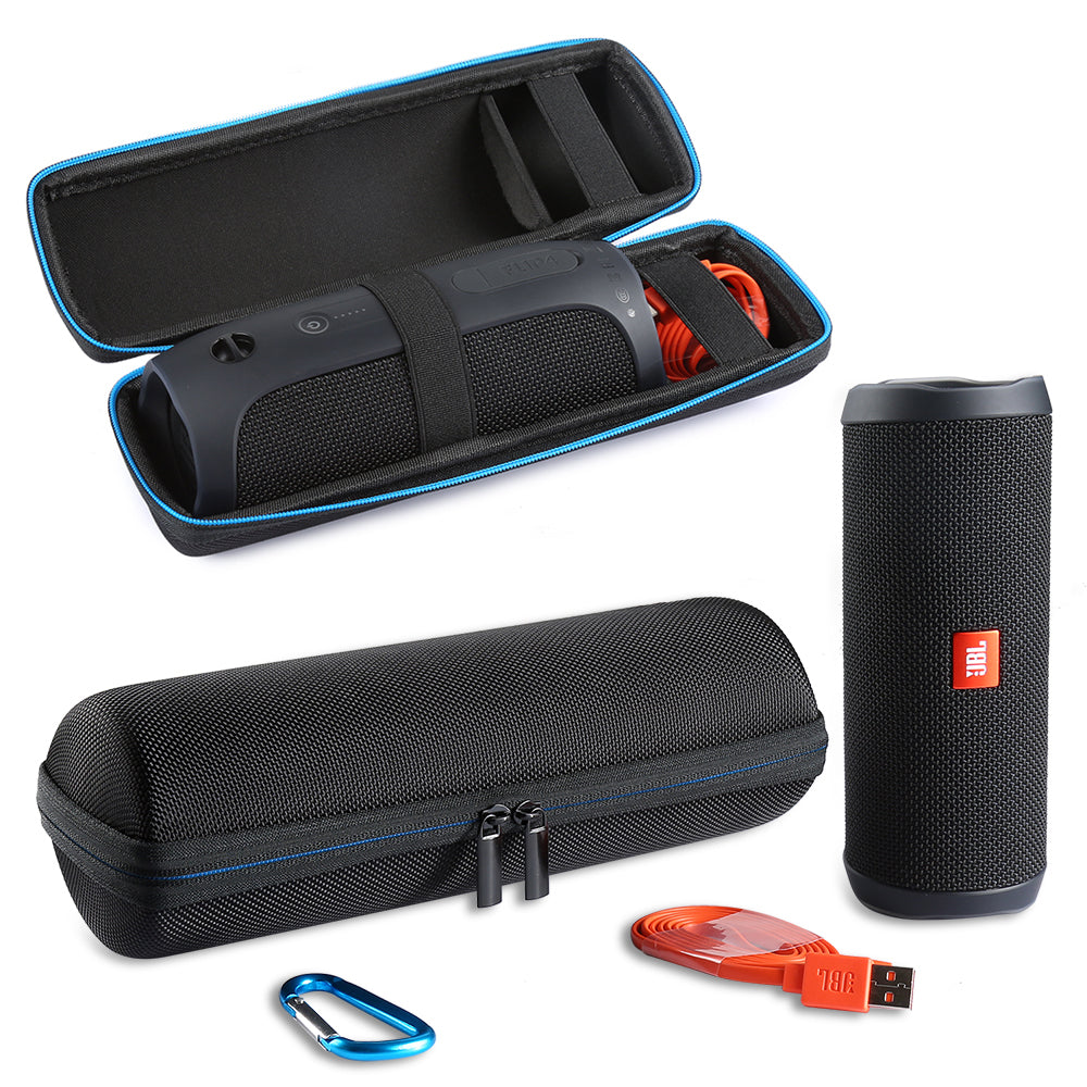 PU Carry Protective Carry Cover Case For JBL Flip 4 Flip4 Wireless Bluetooth Speaker Additional Space for Plug & Cables