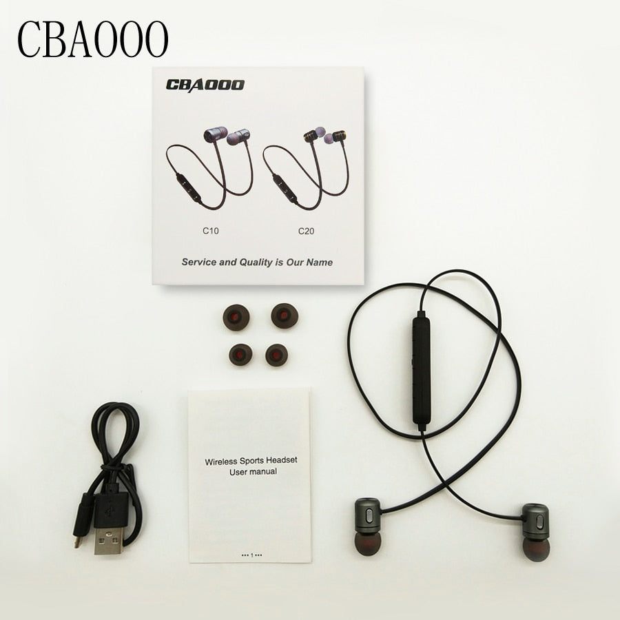 CBAOOO C10 Bluetooth Earphone wireless Headphones Bluetooth sports Running Metal Magnet Headsets