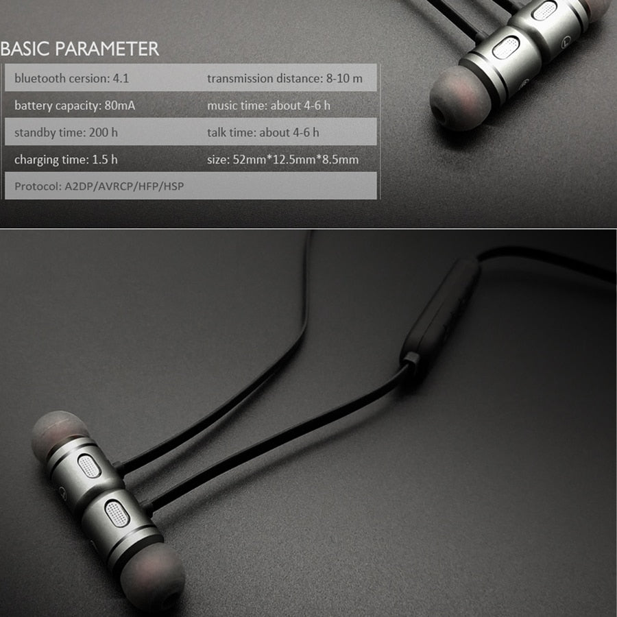 CBAOOO C10 Bluetooth Earphone wireless Headphones Bluetooth sports Running Metal Magnet Headsets